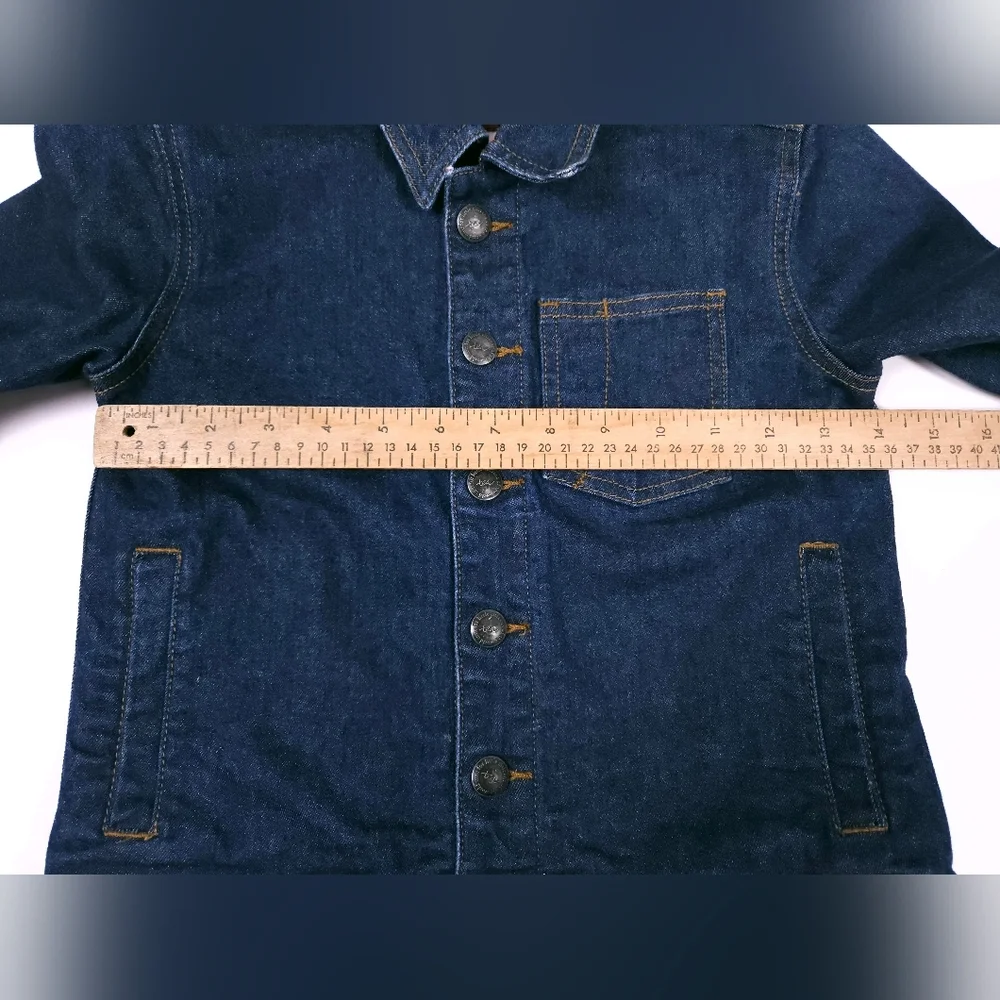 Tea Collection Dark Wash Denim Jean Jacket Shacket Kids 7 100% Cotton